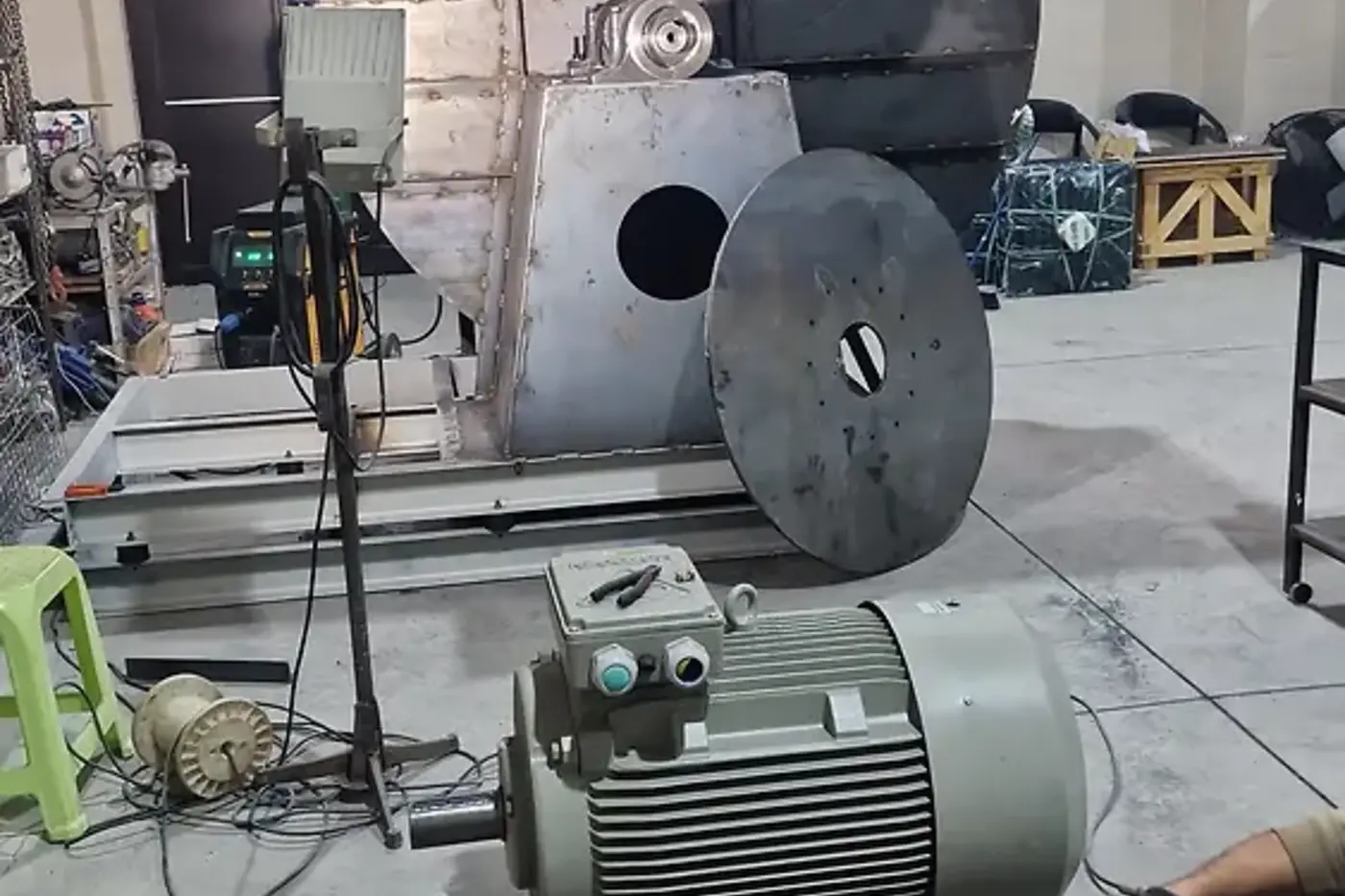Industrial fan fabrication and assembly process at the workshop