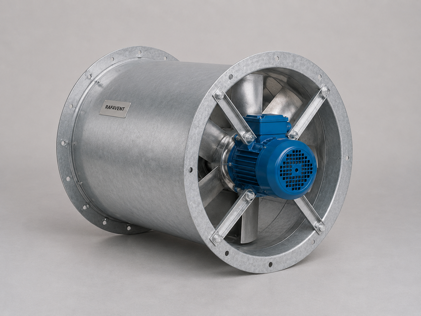 RAFAVENT tubular axial fan with galvanized cylindrical casing and direct-drive motor
