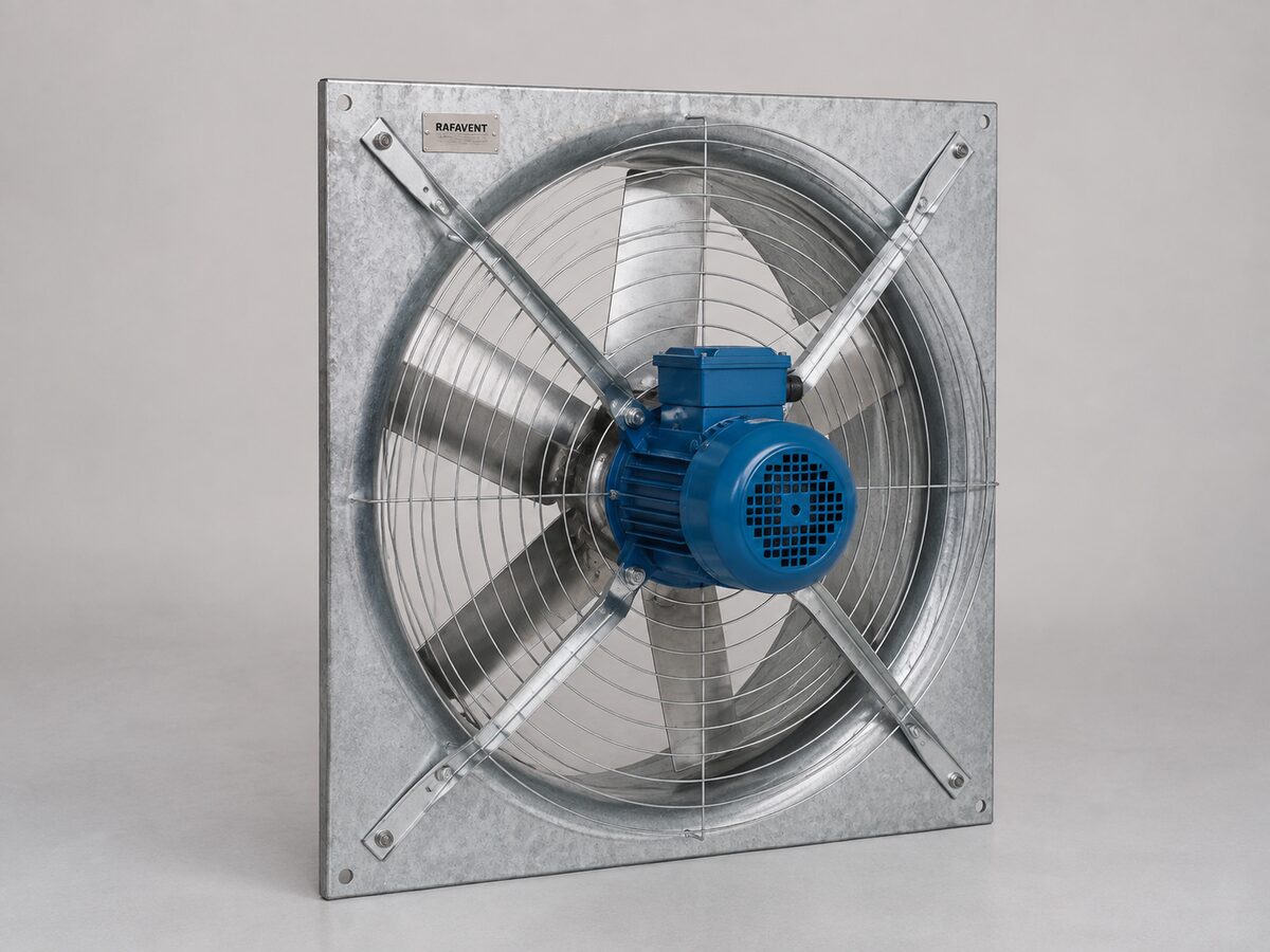 RAFAVENT wall-mounted axial fan with galvanized square mounting plate