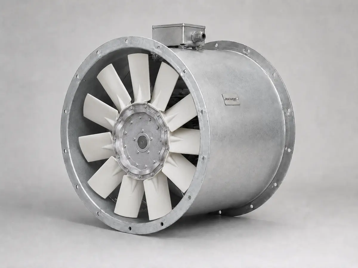 RAFAVENT reversible tubular axial fan with alternating forward and reverse blades